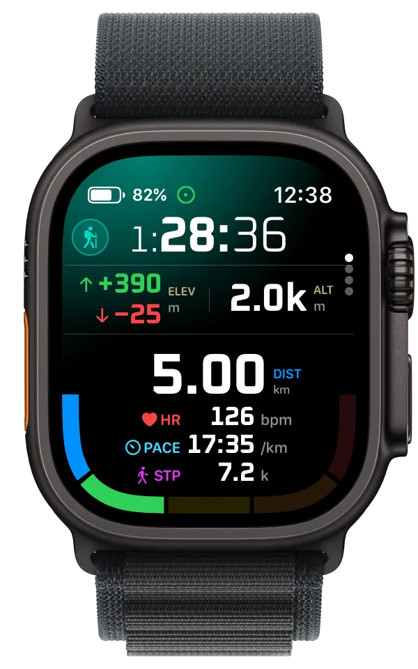 RunZone Premium Apple Watch active Hiking workout with live effort and distance metrics